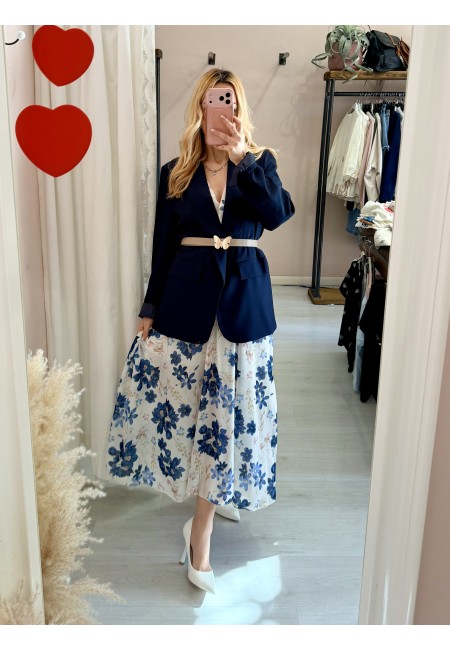 Vestito lungo floreale blu