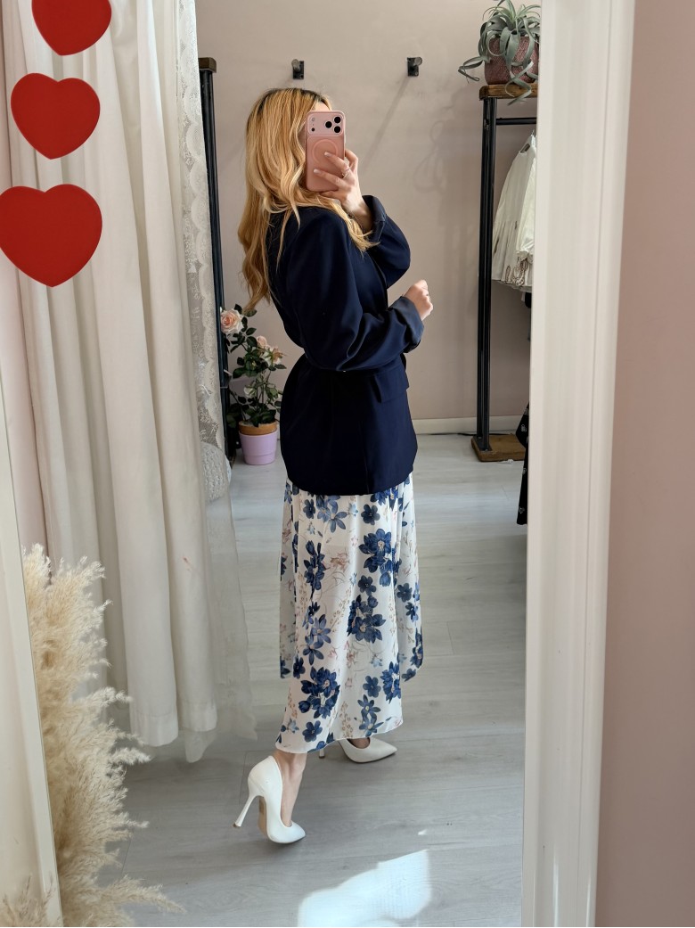 Vestito lungo floreale blu