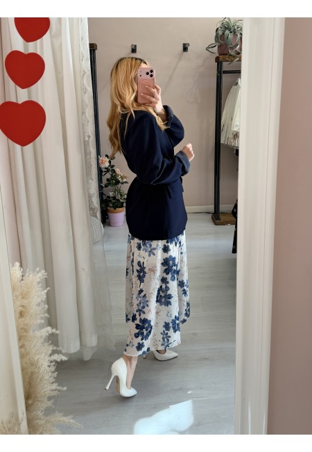 Vestito lungo floreale blu