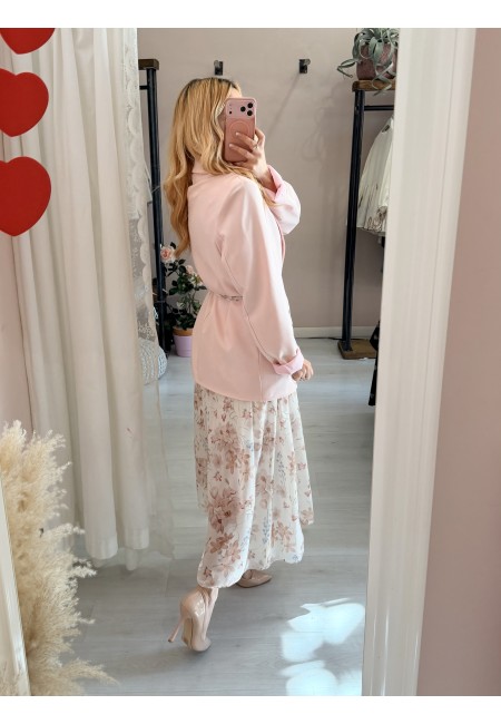 Vestito lungo floreale beige