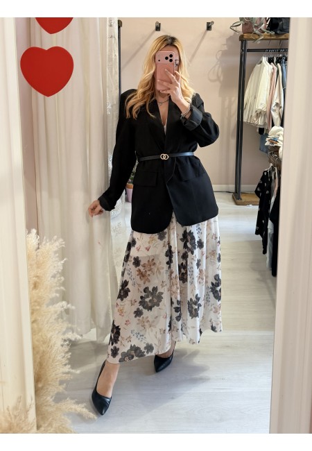 Vestito lungo floreale nero