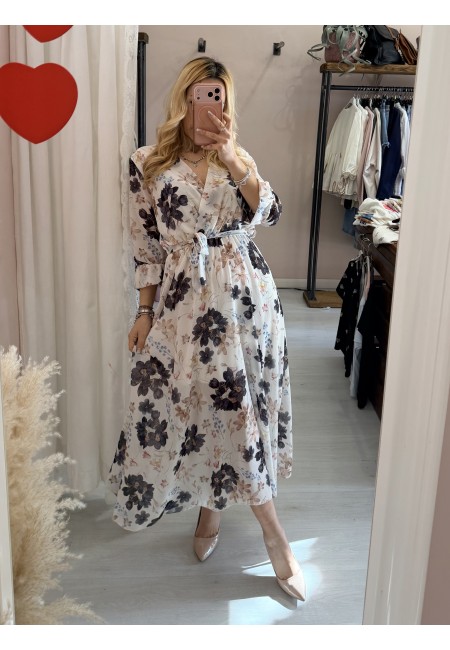 Vestito lungo floreale nero