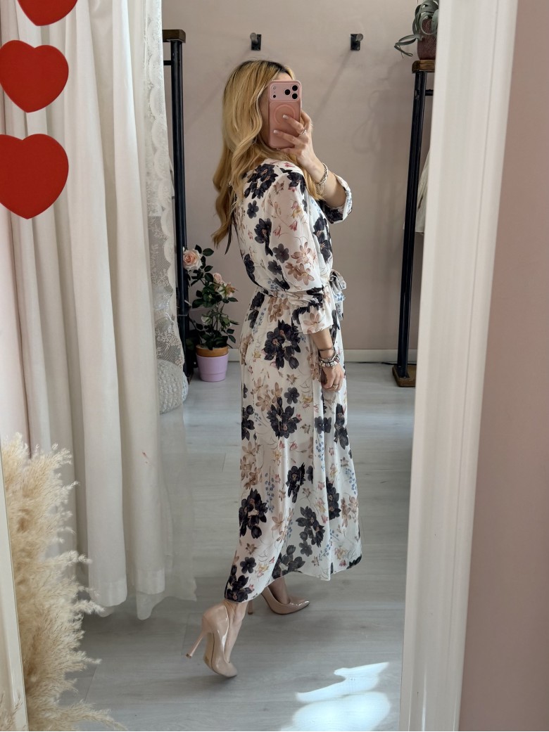 Vestito lungo floreale nero