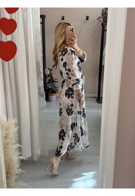 Vestito lungo floreale nero