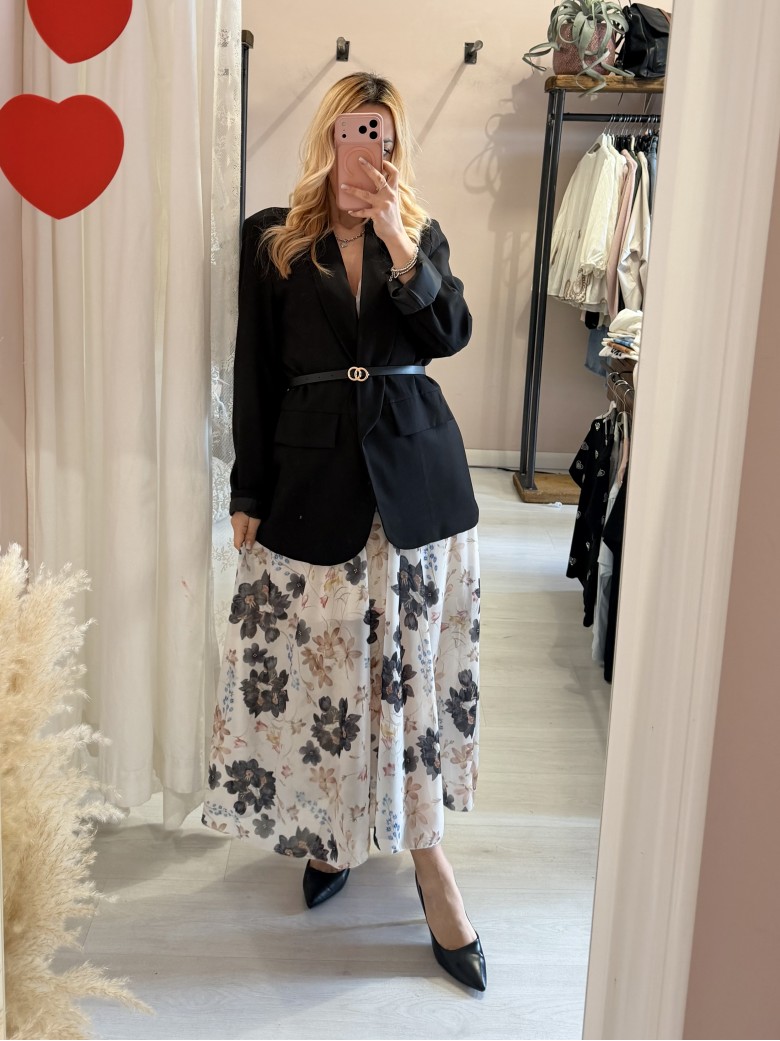 Vestito lungo floreale nero