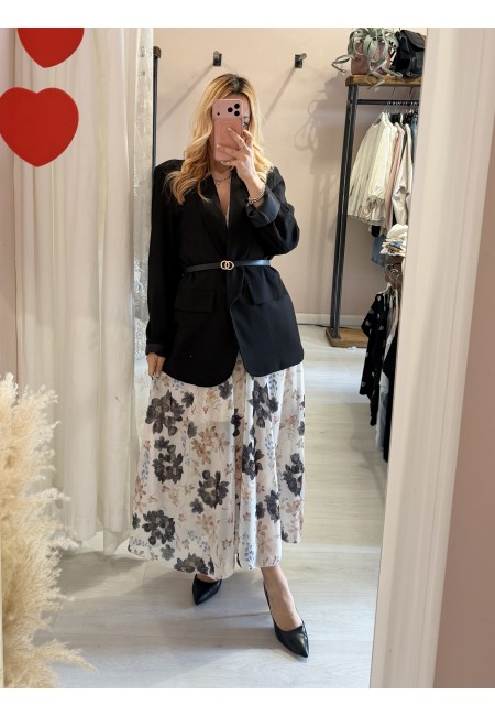 Vestito lungo floreale nero