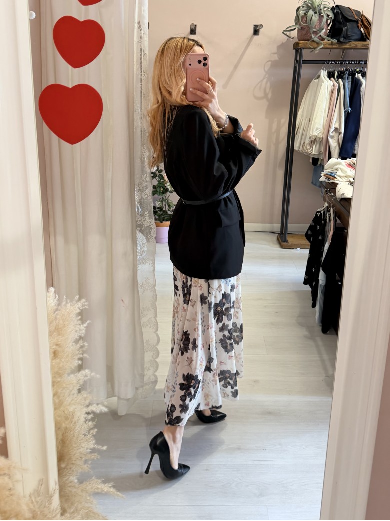 Vestito lungo floreale nero