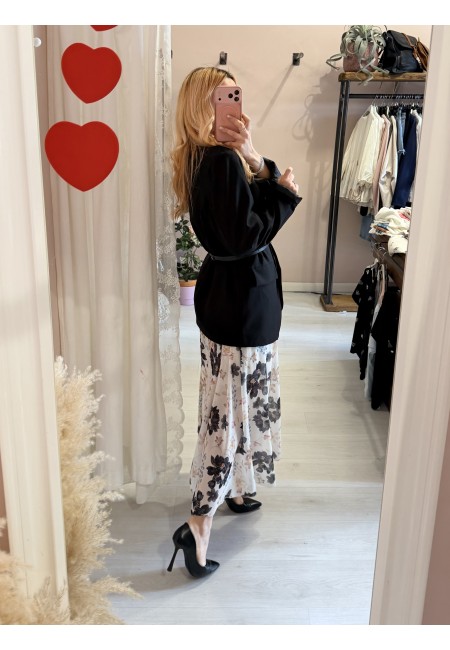 Vestito lungo floreale nero