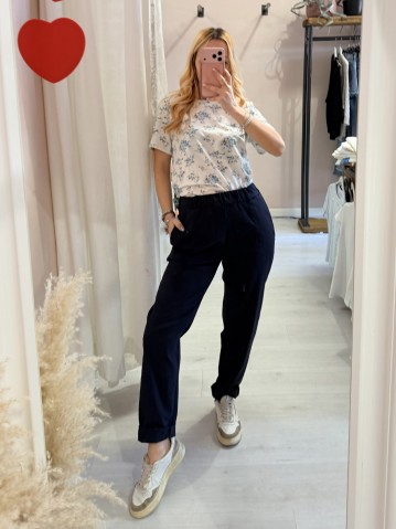 Maglia t shirt fiorellini azzurri 2