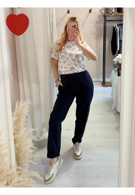 Maglia t shirt fiorellini azzurri