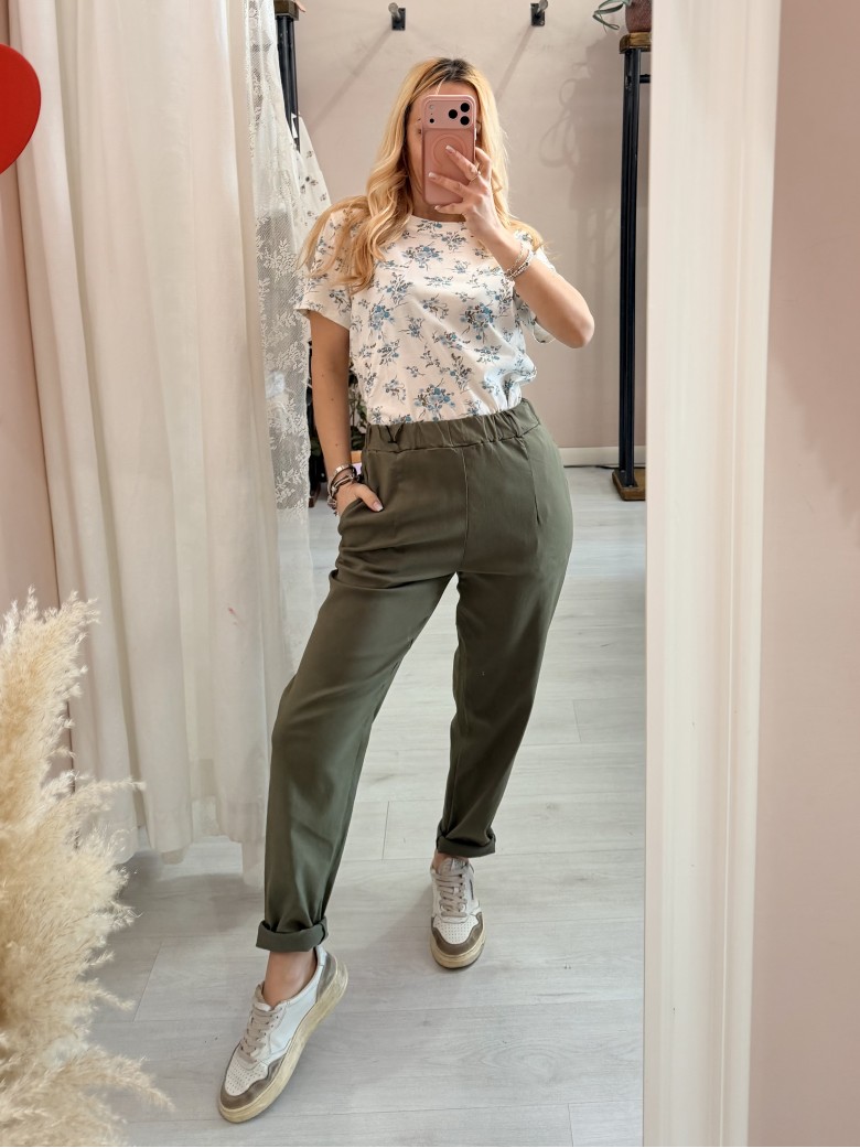 Maglia t shirt fiorellini azzurri