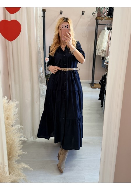 Vestito lungo CHEMISIER cotone blu