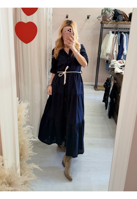 Vestito lungo CHEMISIER cotone blu