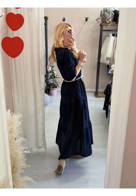 Vestito lungo CHEMISIER cotone blu