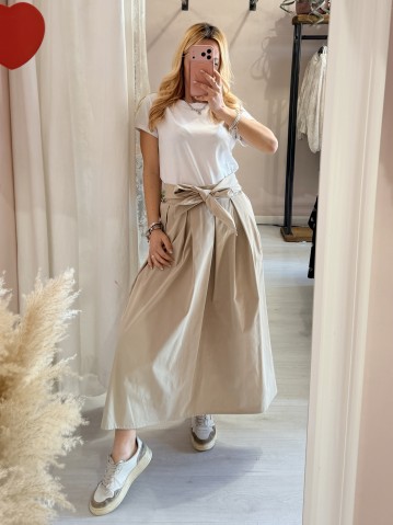 Gonna lunga fiocco beige