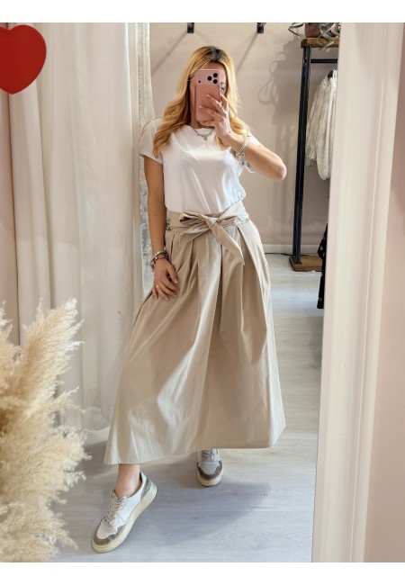 Gonna lunga fiocco beige
