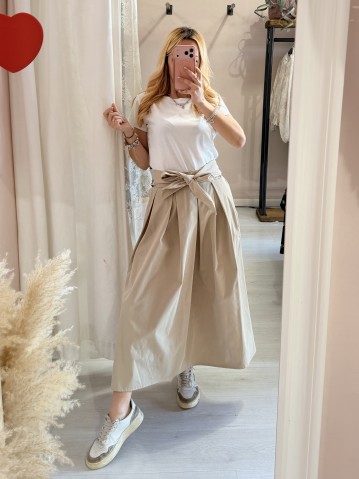 Gonna lunga fiocco beige 2