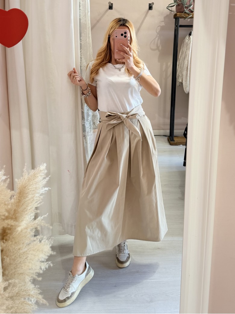 Gonna lunga fiocco beige