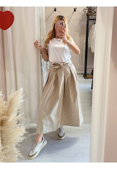 Gonna lunga fiocco beige