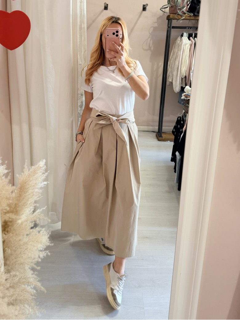 Gonna lunga fiocco beige