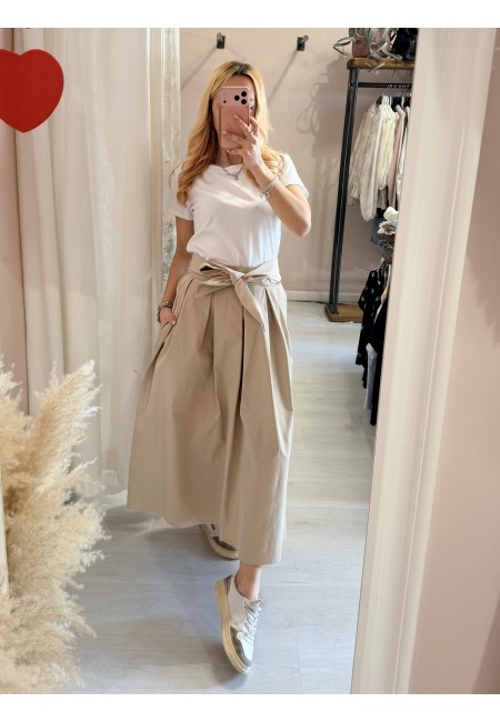 Gonna lunga fiocco beige