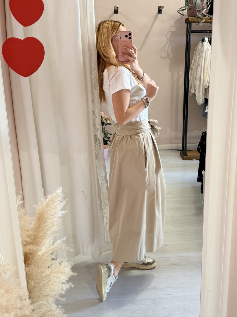 Gonna lunga fiocco beige