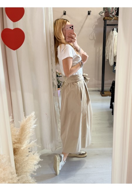 Gonna lunga fiocco beige