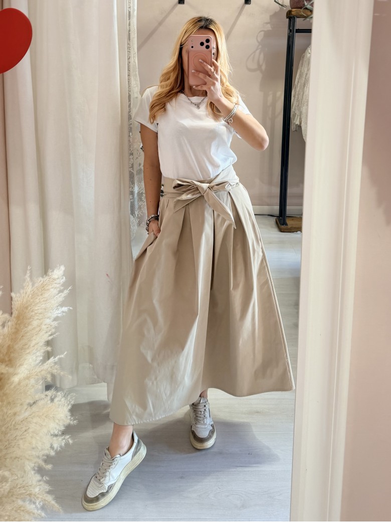 Gonna lunga fiocco beige