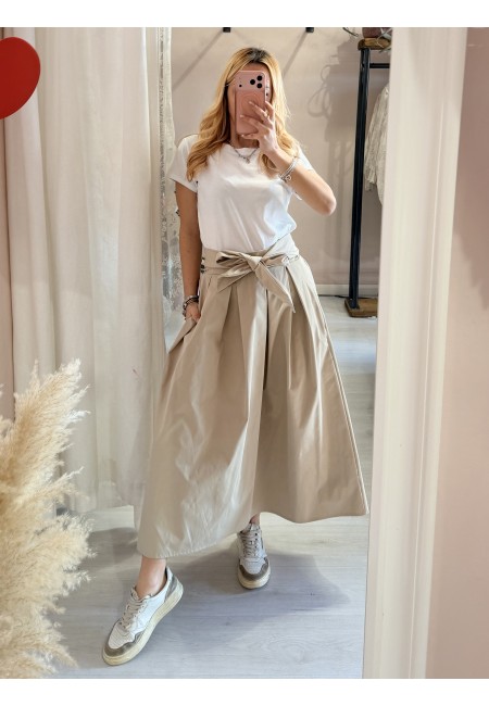 Gonna lunga fiocco beige