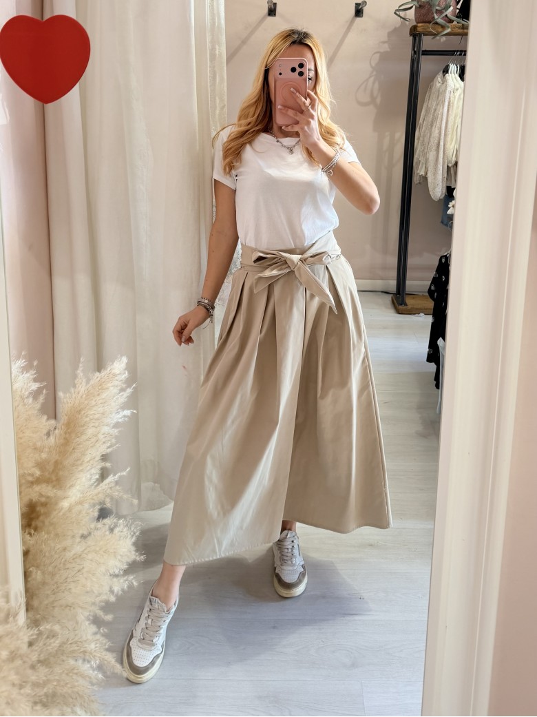 Gonna lunga fiocco beige