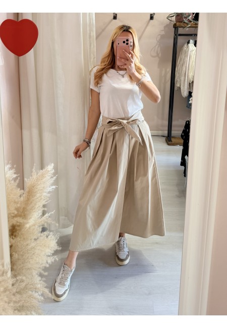 Gonna lunga fiocco beige
