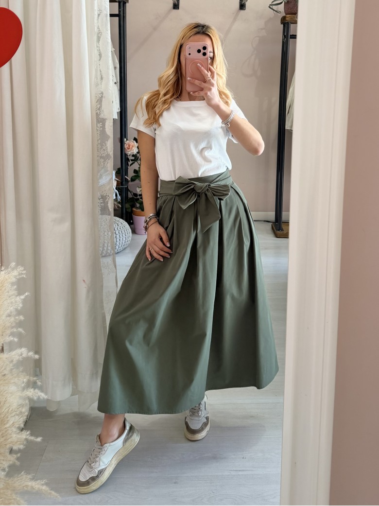 Gonna lunga fiocco verde militare