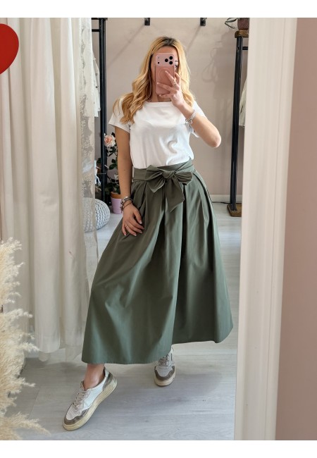 Gonna lunga fiocco verde militare