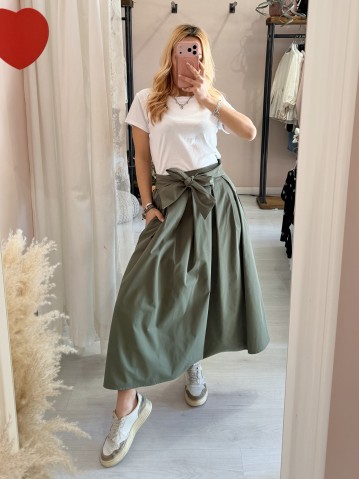 Gonna lunga fiocco verde militare