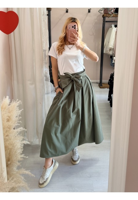 Gonna lunga fiocco verde militare