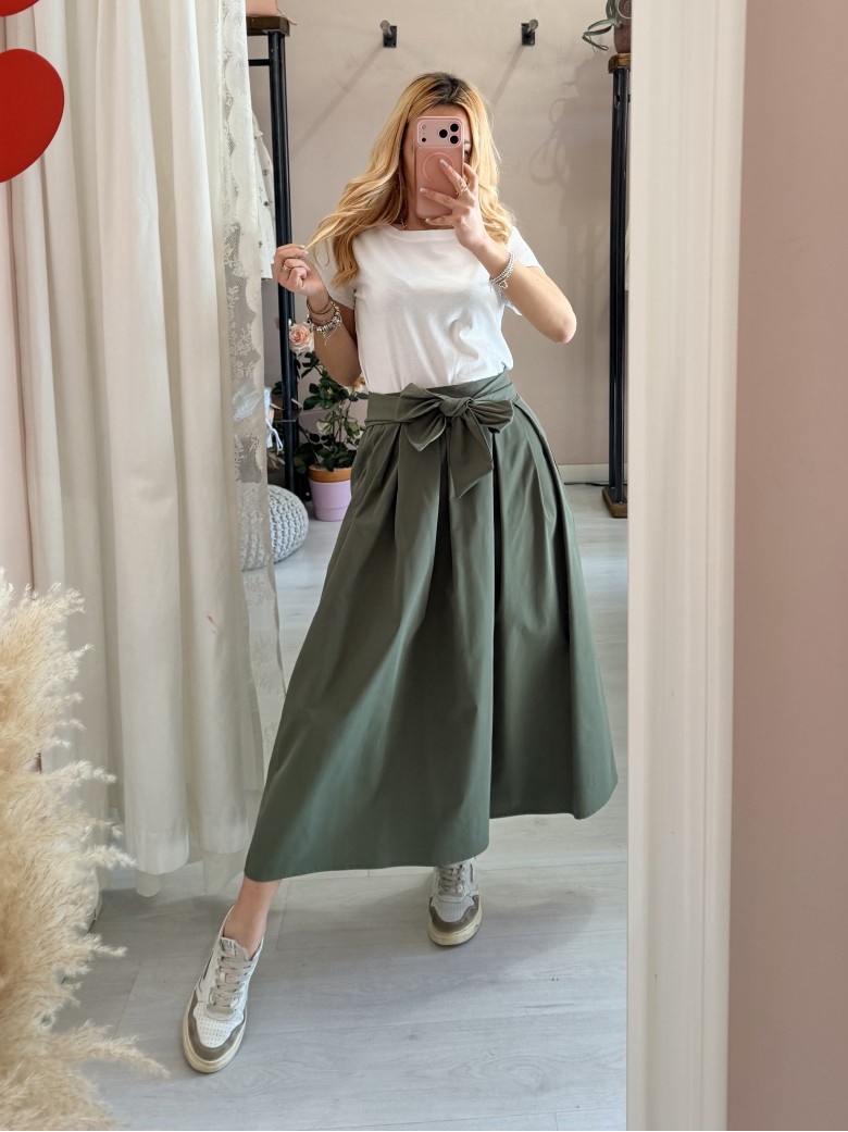 Gonna lunga fiocco verde militare