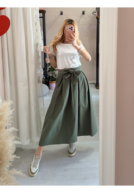 Gonna lunga fiocco verde militare