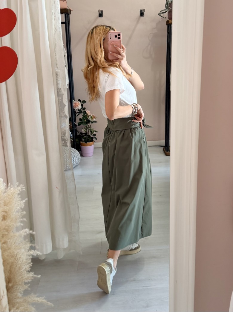 Gonna lunga fiocco verde militare