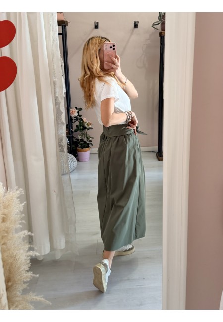 Gonna lunga fiocco verde militare