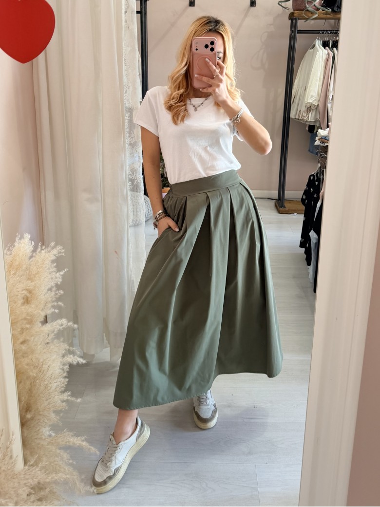 Gonna lunga fiocco verde militare