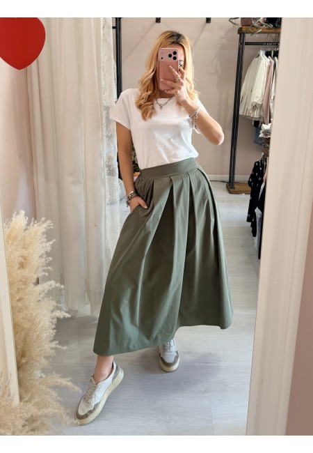 Gonna lunga fiocco verde militare