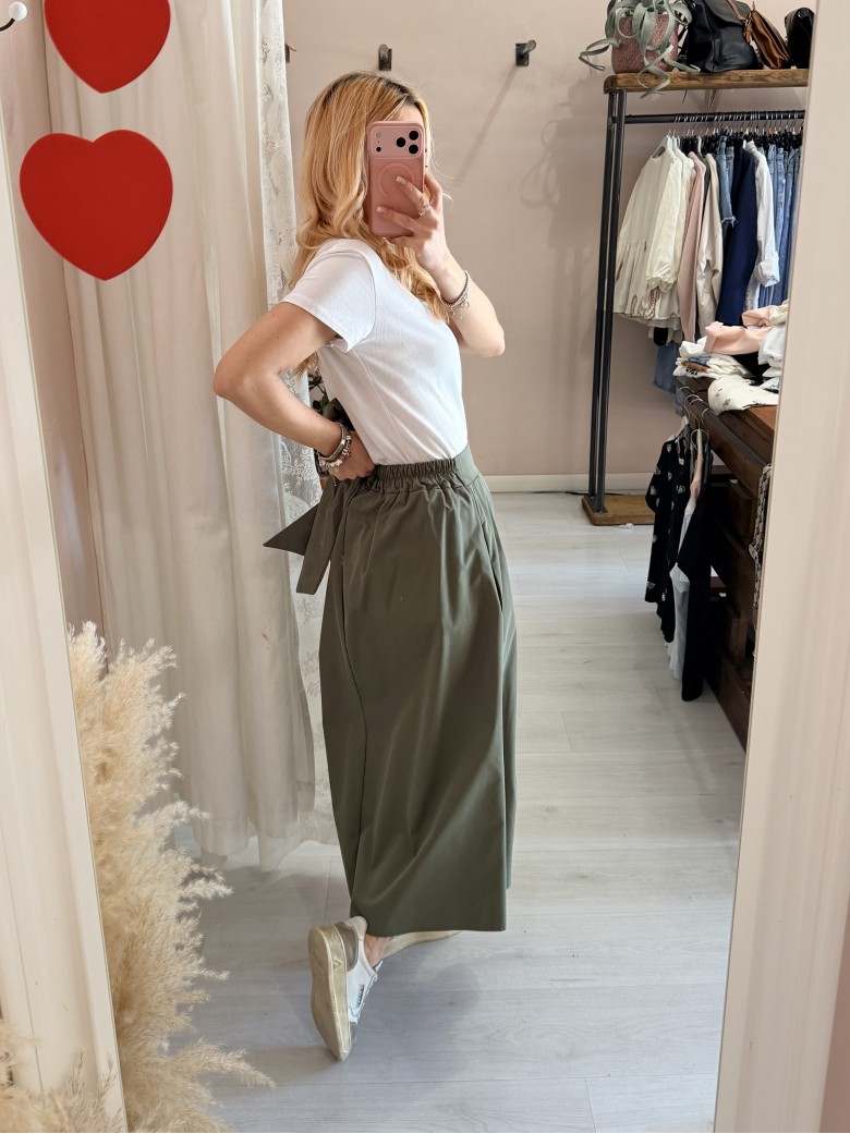 Gonna lunga fiocco verde militare