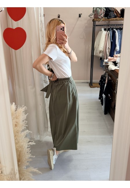 Gonna lunga fiocco verde militare