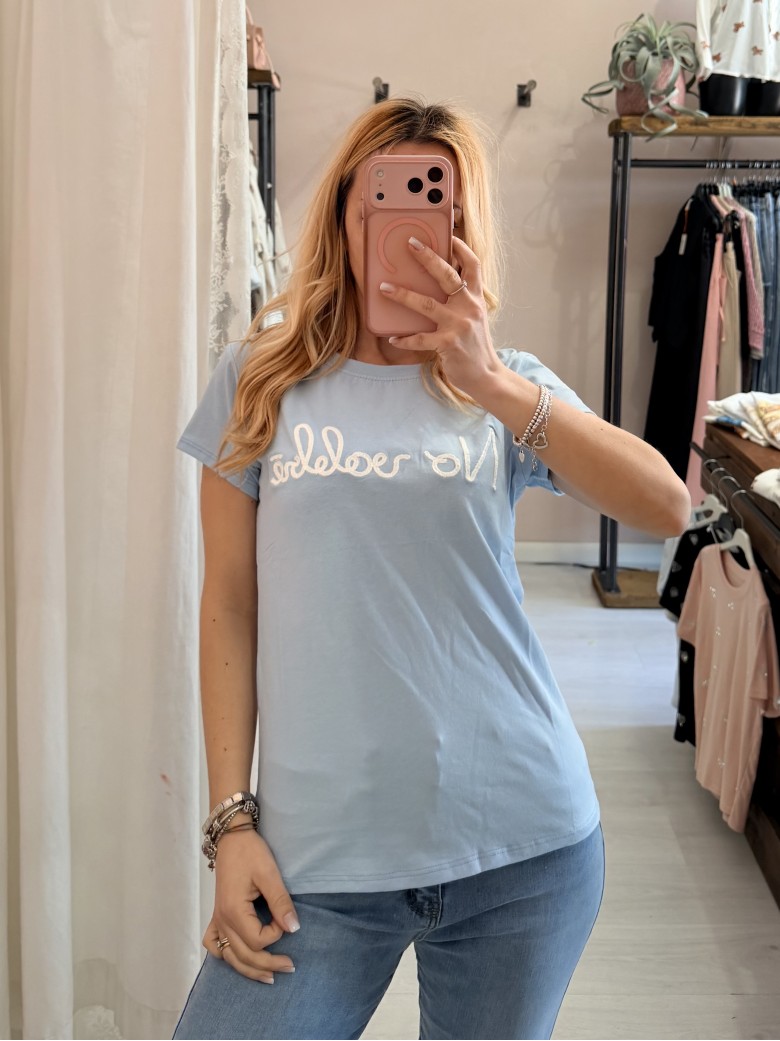 Maglia t shirt NO VABBè azzurra