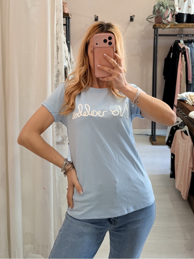 Maglia t shirt NO VABBè azzurra