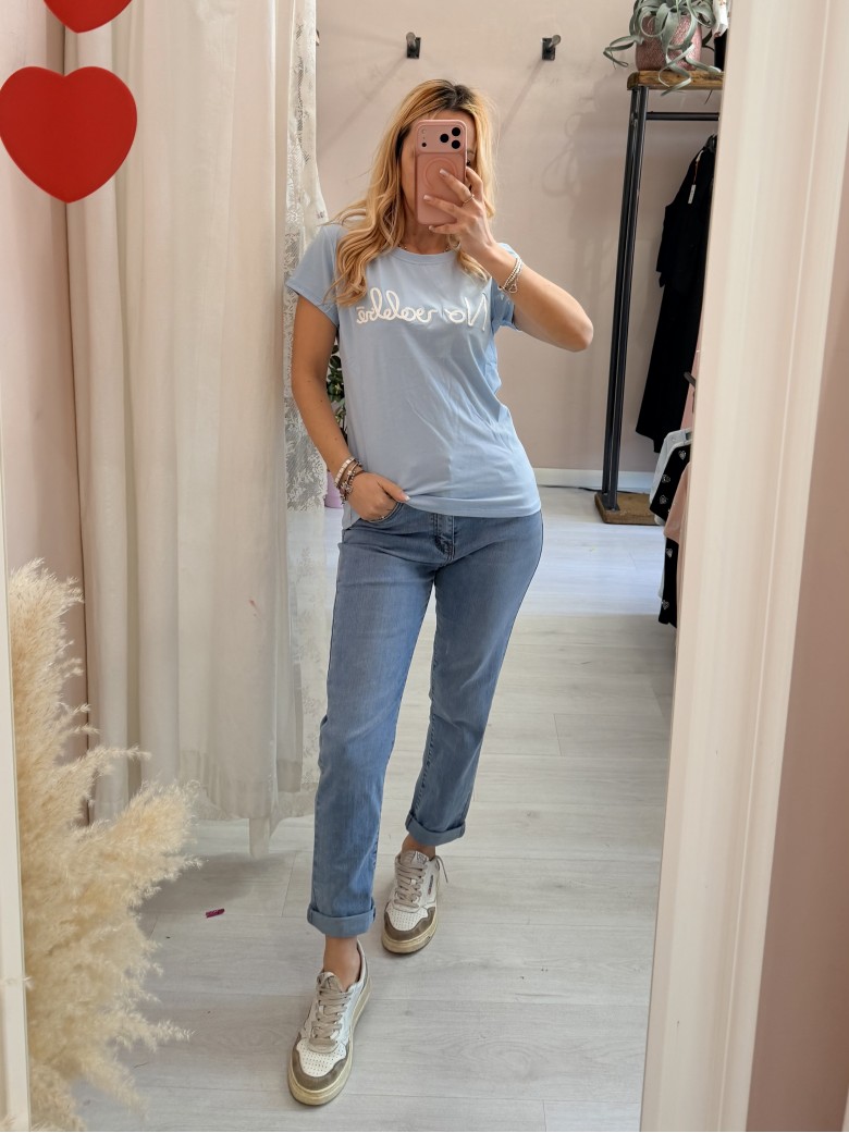 Maglia t shirt NO VABBè azzurra
