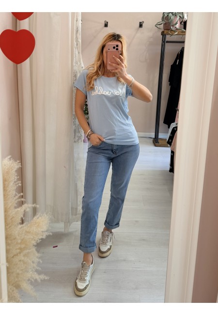 Maglia t shirt NO VABBè azzurra