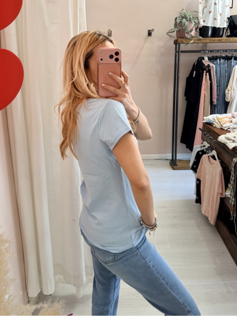 Maglia t shirt NO VABBè azzurra