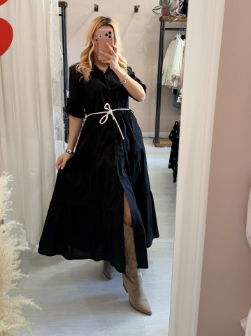 Vestito lungo CHEMISIER cotone nero