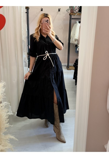Vestito lungo CHEMISIER cotone nero